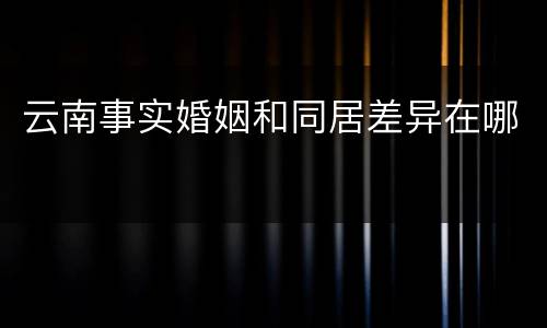 云南事实婚姻和同居差异在哪