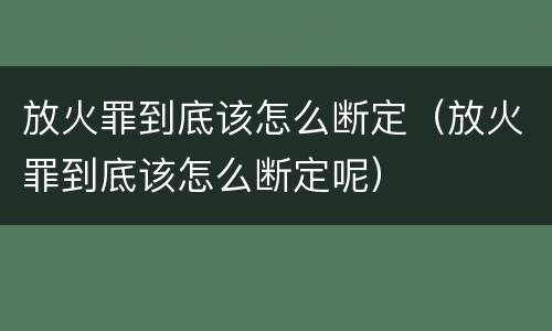 放火罪到底该怎么断定（放火罪到底该怎么断定呢）