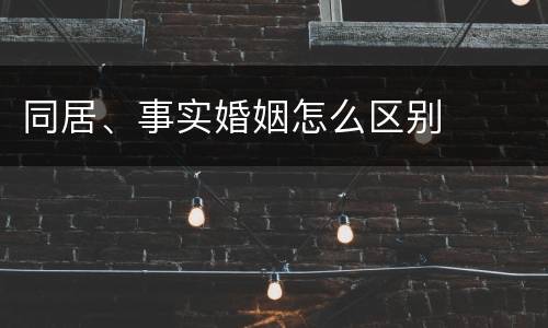 同居、事实婚姻怎么区别