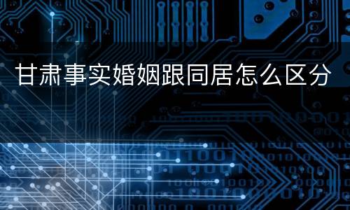 甘肃事实婚姻跟同居怎么区分