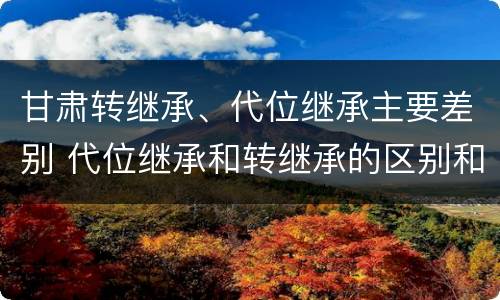 甘肃转继承、代位继承主要差别 代位继承和转继承的区别和联系