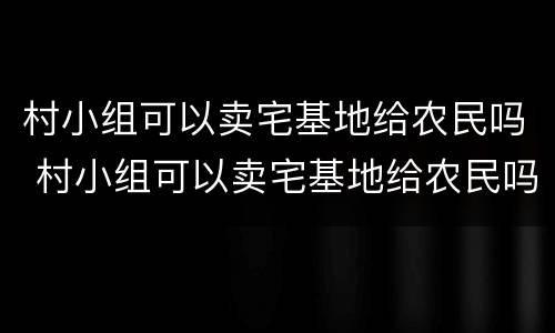 村小组可以卖宅基地给农民吗 村小组可以卖宅基地给农民吗违法吗