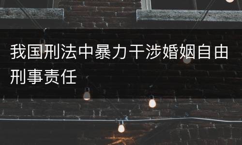 我国刑法中暴力干涉婚姻自由刑事责任