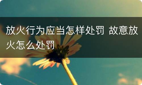 放火行为应当怎样处罚 故意放火怎么处罚