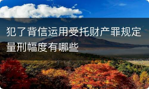 犯了背信运用受托财产罪规定量刑幅度有哪些