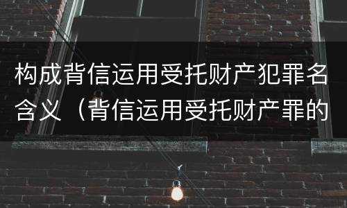 构成背信运用受托财产犯罪名含义（背信运用受托财产罪的犯罪主体）