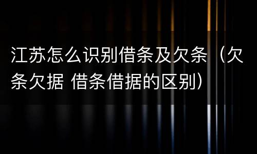江苏怎么识别借条及欠条（欠条欠据 借条借据的区别）