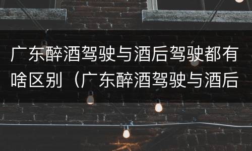 广东醉酒驾驶与酒后驾驶都有啥区别（广东醉酒驾驶与酒后驾驶都有啥区别呢）