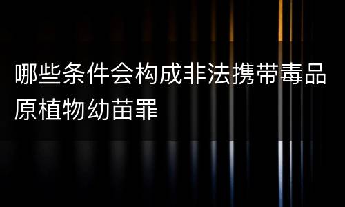 哪些条件会构成非法携带毒品原植物幼苗罪