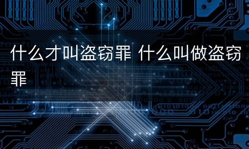 什么才叫盗窃罪 什么叫做盗窃罪