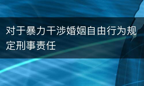 对于暴力干涉婚姻自由行为规定刑事责任