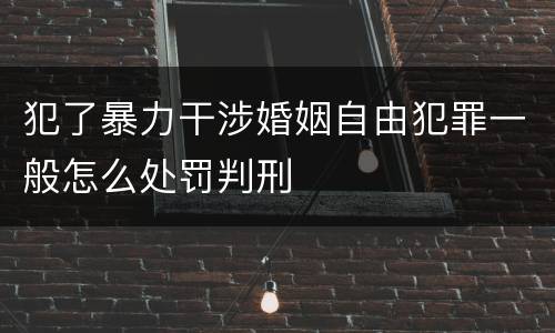 犯了暴力干涉婚姻自由犯罪一般怎么处罚判刑