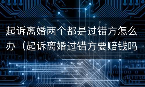 起诉离婚两个都是过错方怎么办（起诉离婚过错方要赔钱吗）