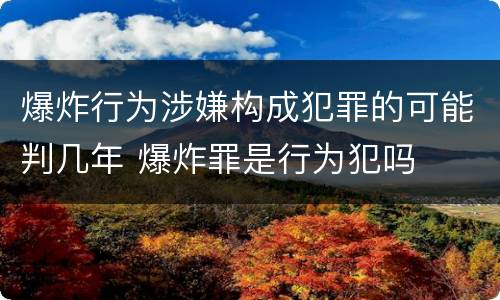 爆炸行为涉嫌构成犯罪的可能判几年 爆炸罪是行为犯吗