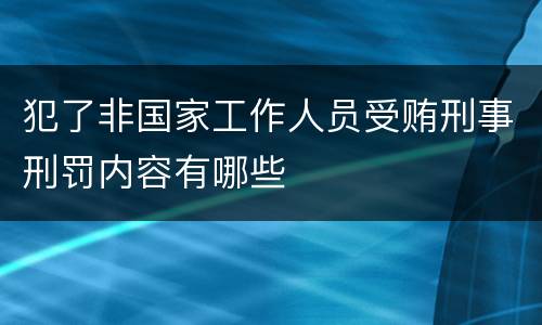 犯了非国家工作人员受贿刑事刑罚内容有哪些