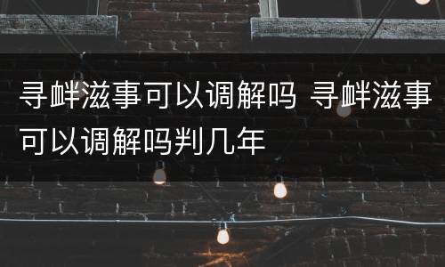 寻衅滋事可以调解吗 寻衅滋事可以调解吗判几年