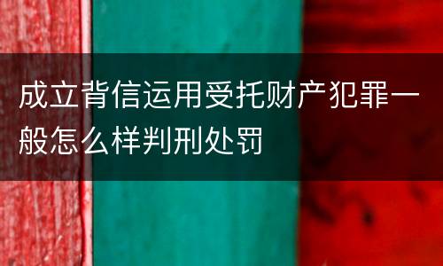 成立背信运用受托财产犯罪一般怎么样判刑处罚