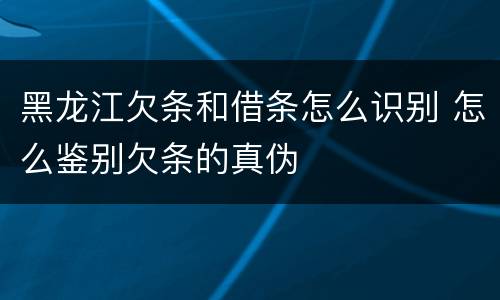 黑龙江欠条和借条怎么识别 怎么鉴别欠条的真伪