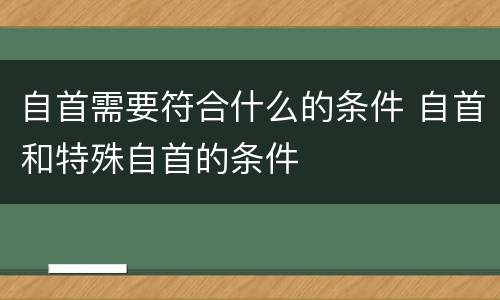 自首需要符合什么的条件 自首和特殊自首的条件