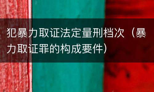 犯暴力取证法定量刑档次（暴力取证罪的构成要件）