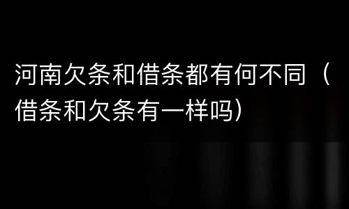 河南欠条和借条都有何不同（借条和欠条有一样吗）