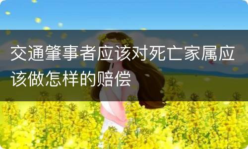 交通肇事者应该对死亡家属应该做怎样的赔偿