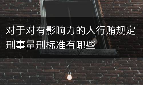 对于对有影响力的人行贿规定刑事量刑标准有哪些