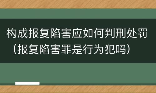 构成报复陷害应如何判刑处罚（报复陷害罪是行为犯吗）