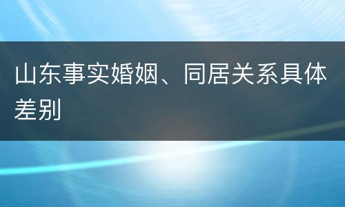 山东事实婚姻、同居关系具体差别