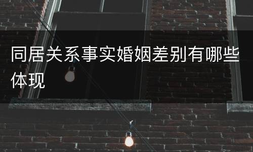 同居关系事实婚姻差别有哪些体现