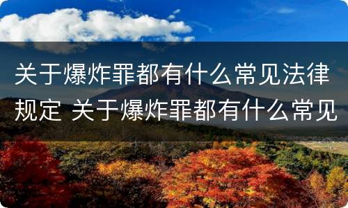 关于爆炸罪都有什么常见法律规定 关于爆炸罪都有什么常见法律规定呢