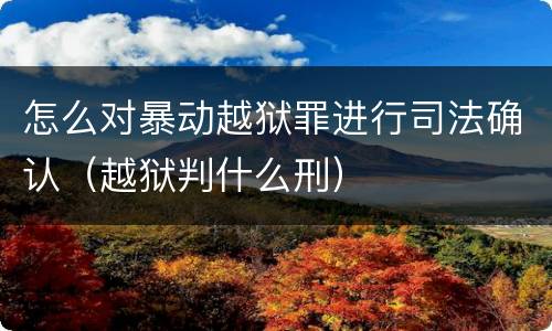 怎么对暴动越狱罪进行司法确认（越狱判什么刑）