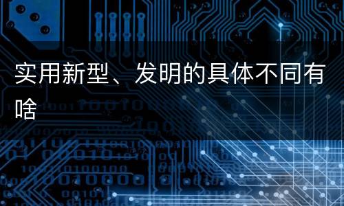 实用新型、发明的具体不同有啥