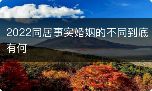 2022同居事实婚姻的不同到底有何