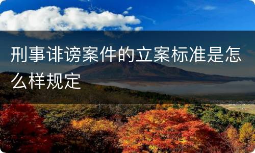 刑事诽谤案件的立案标准是怎么样规定