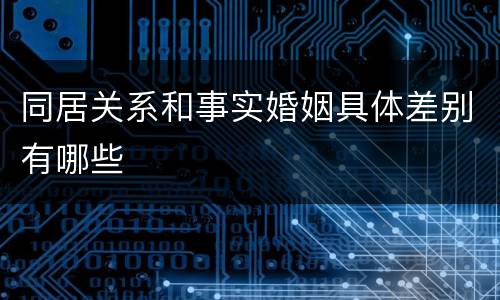 同居关系和事实婚姻具体差别有哪些