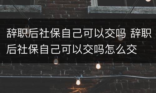 辞职后社保自己可以交吗 辞职后社保自己可以交吗怎么交