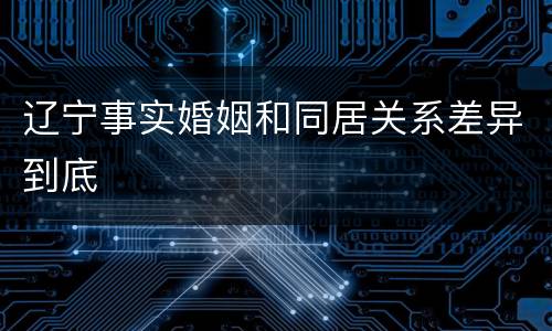 辽宁事实婚姻和同居关系差异到底