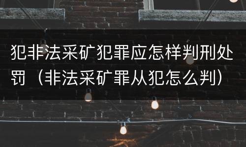 犯非法采矿犯罪应怎样判刑处罚（非法采矿罪从犯怎么判）