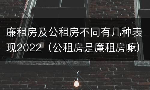 廉租房及公租房不同有几种表现2022（公租房是廉租房嘛）