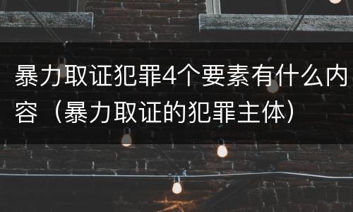 暴力取证犯罪4个要素有什么内容（暴力取证的犯罪主体）
