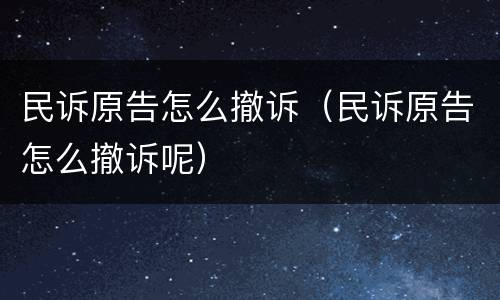 民诉原告怎么撤诉（民诉原告怎么撤诉呢）