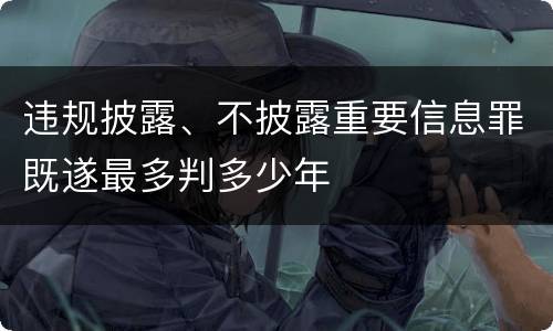 违规披露、不披露重要信息罪既遂最多判多少年
