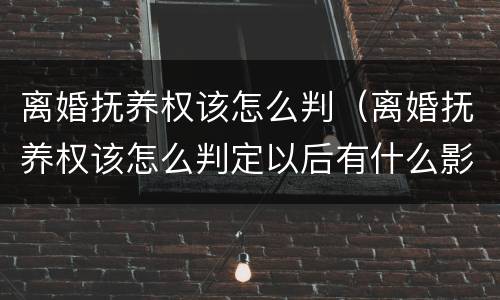 离婚抚养权该怎么判（离婚抚养权该怎么判定以后有什么影响）