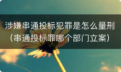 涉嫌串通投标犯罪是怎么量刑（串通投标罪哪个部门立案）