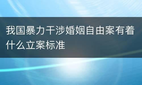 我国暴力干涉婚姻自由案有着什么立案标准
