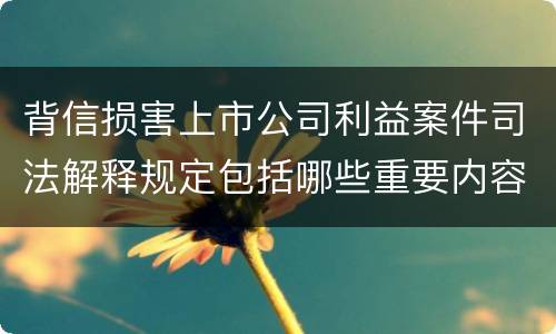 背信损害上市公司利益案件司法解释规定包括哪些重要内容