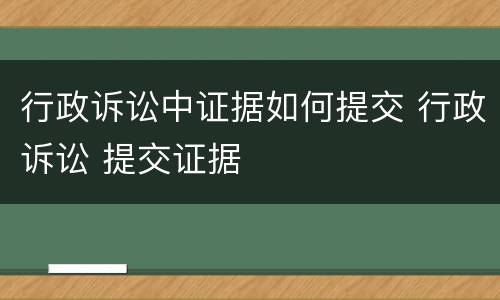 行政诉讼中证据如何提交 行政诉讼 提交证据