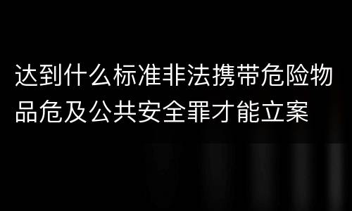 达到什么标准非法携带危险物品危及公共安全罪才能立案