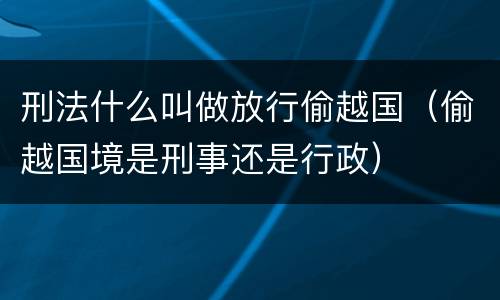 刑法什么叫做放行偷越国（偷越国境是刑事还是行政）